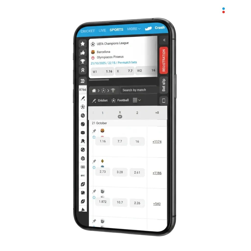 MegaPari app for Android and iOS: sports betting & casino, 200% bonus + 150 free spins, Pakistan legal, crypto and e-wallets.