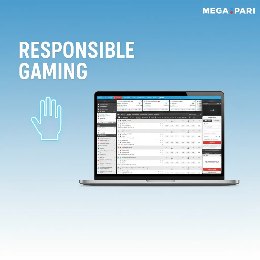 Responsible gaming illustration with icons for limits, breaks, budgeting, security, and support resources