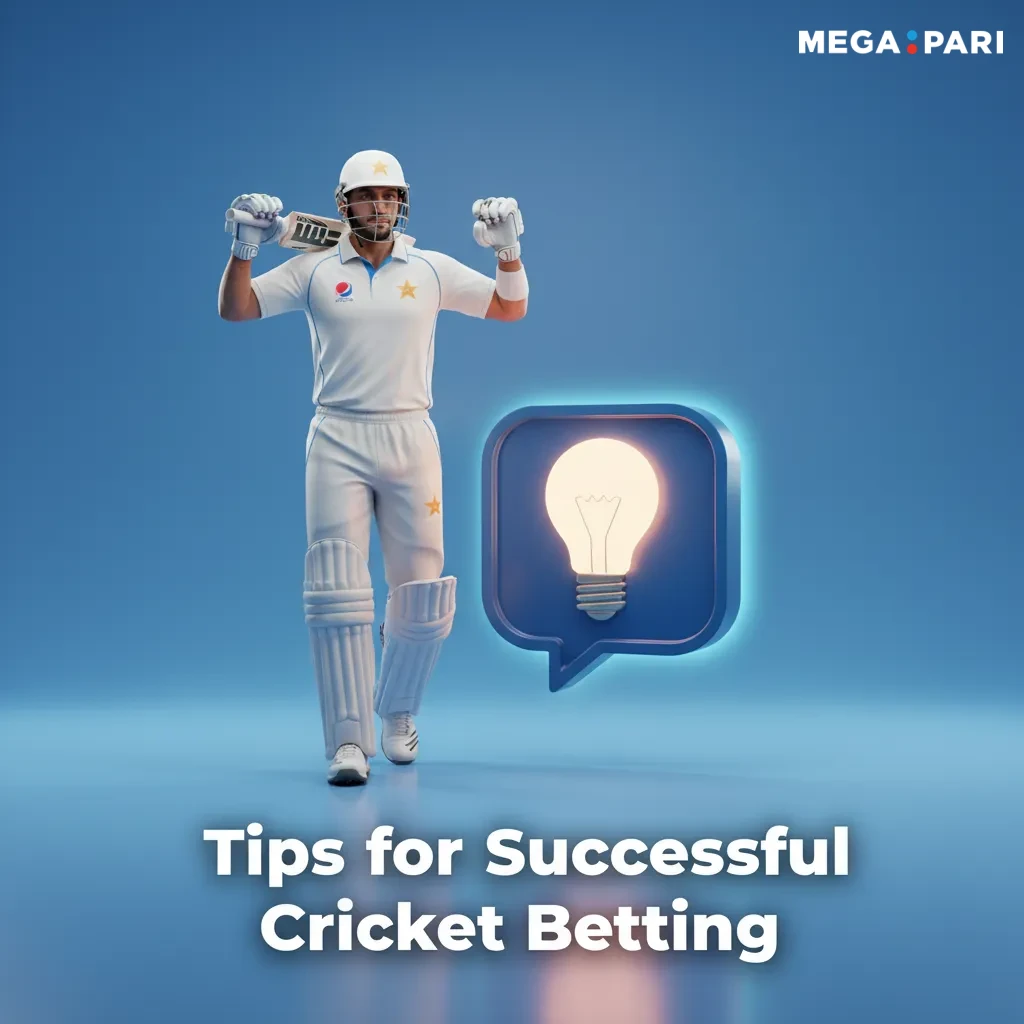 Cricket betting tips graphic: study form, assess pitch and weather, manage bankroll, time live bets, use odds and trackers.