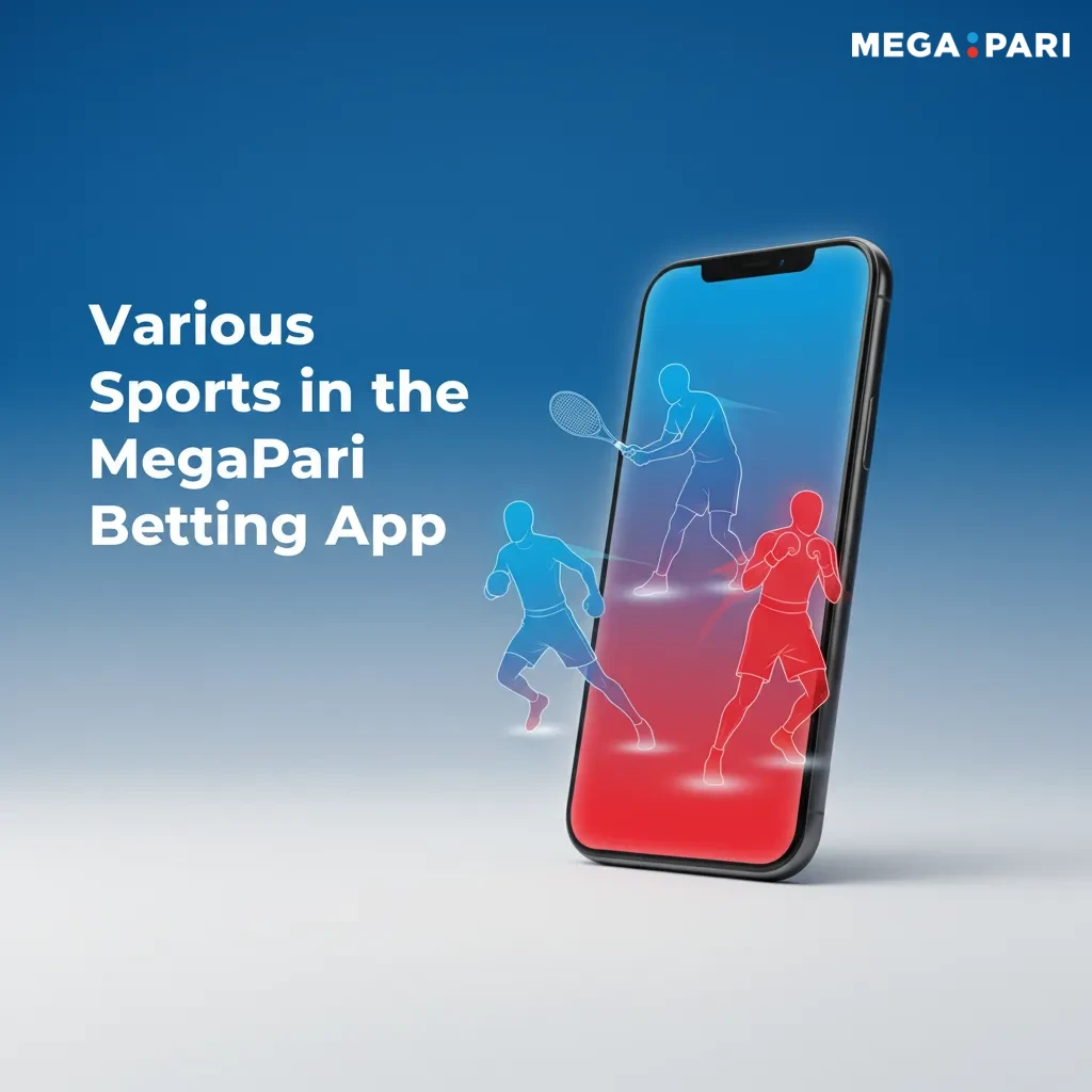 MegaPari app with icons for cricket, football, tennis, kabaddi, hockey, basketball, MMA, table tennis, esports, volleyball