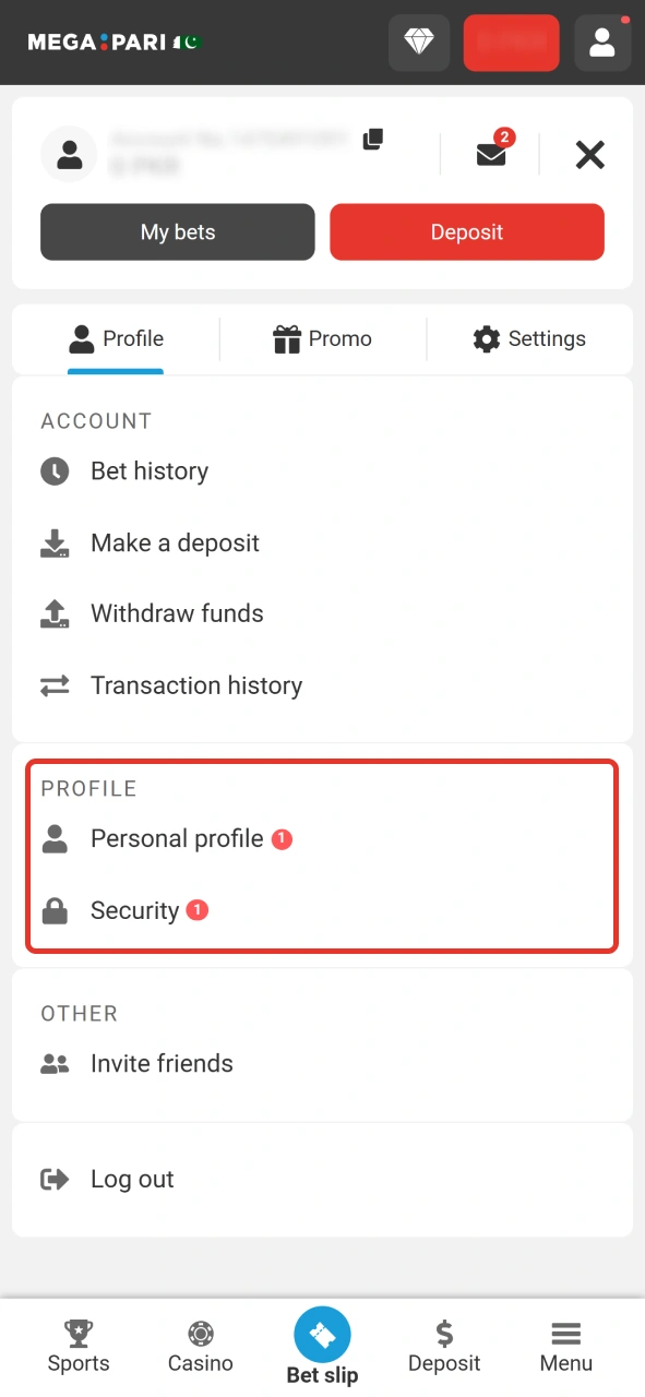 Fill all needed personal information and secure your MegaPari account.