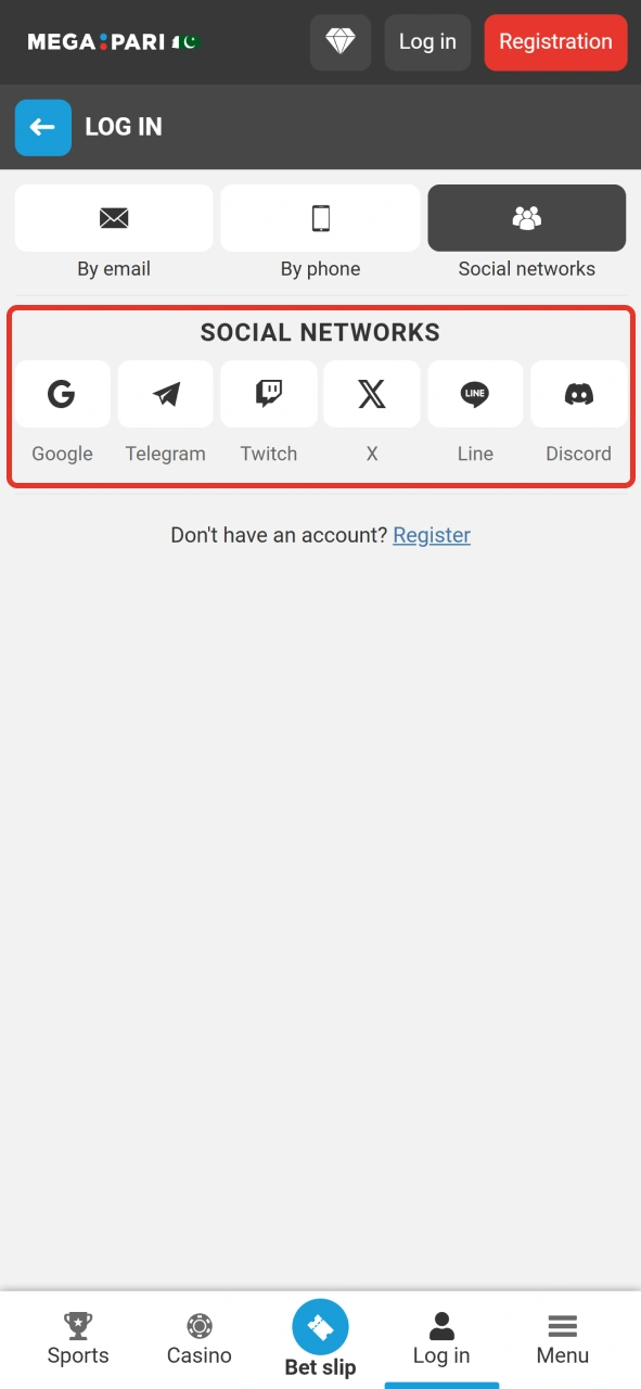 Login to your created MegaPari account.