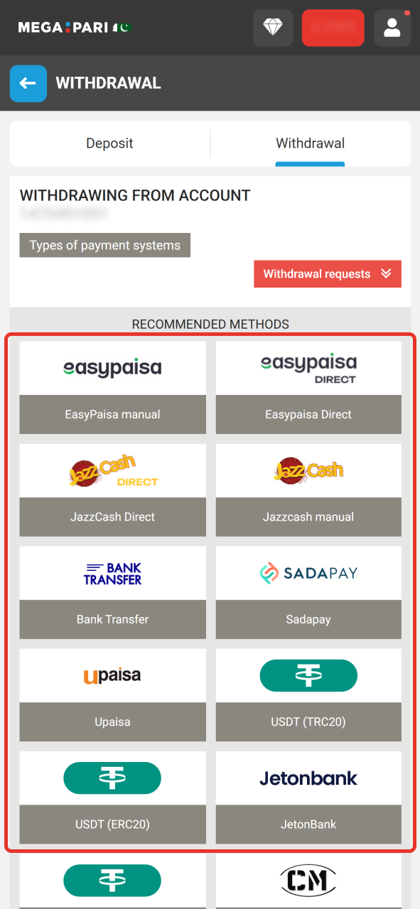 Find a method you want withdraw your winnnings at MegaPari.
