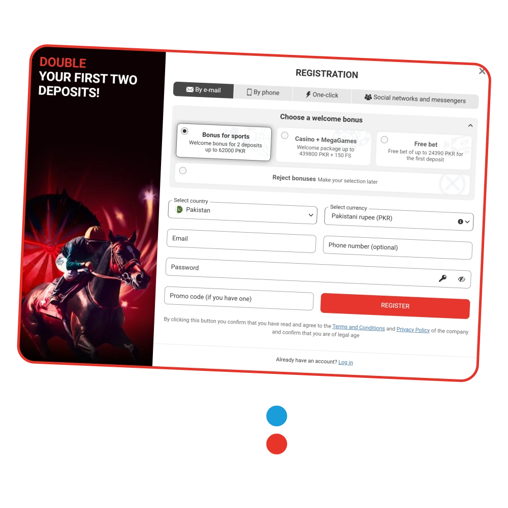 Create an account at MegaPari with any method you like just in few steps.