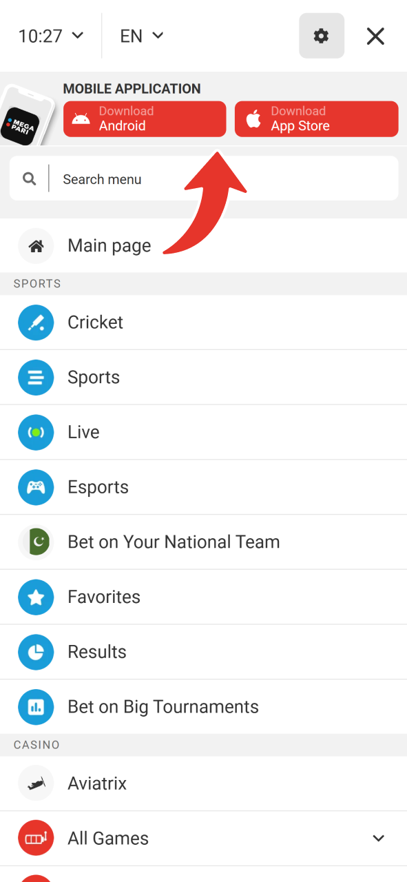 Download MegaPari app to your smartphone in one click.