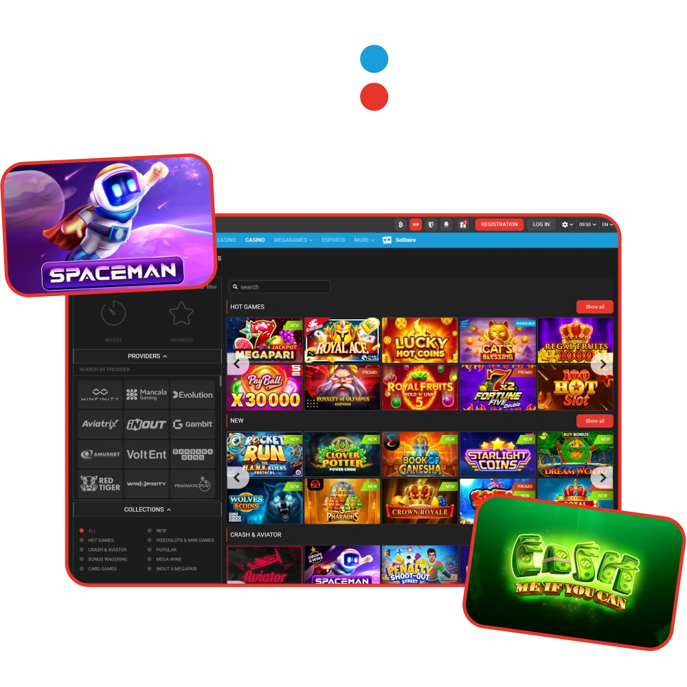 Try out many defferent slots at MegaPari Casino.