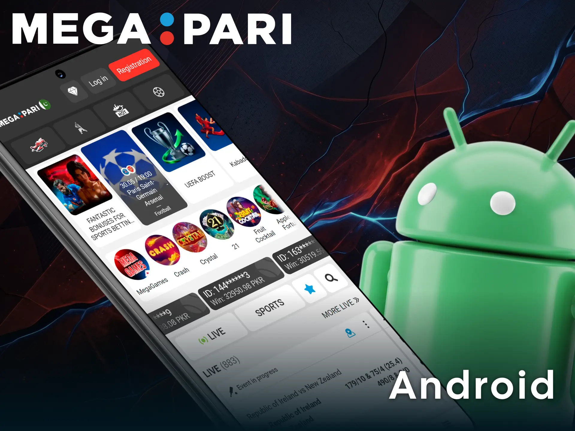 Download the MegaPari Android application to enjoy betting on the go.
