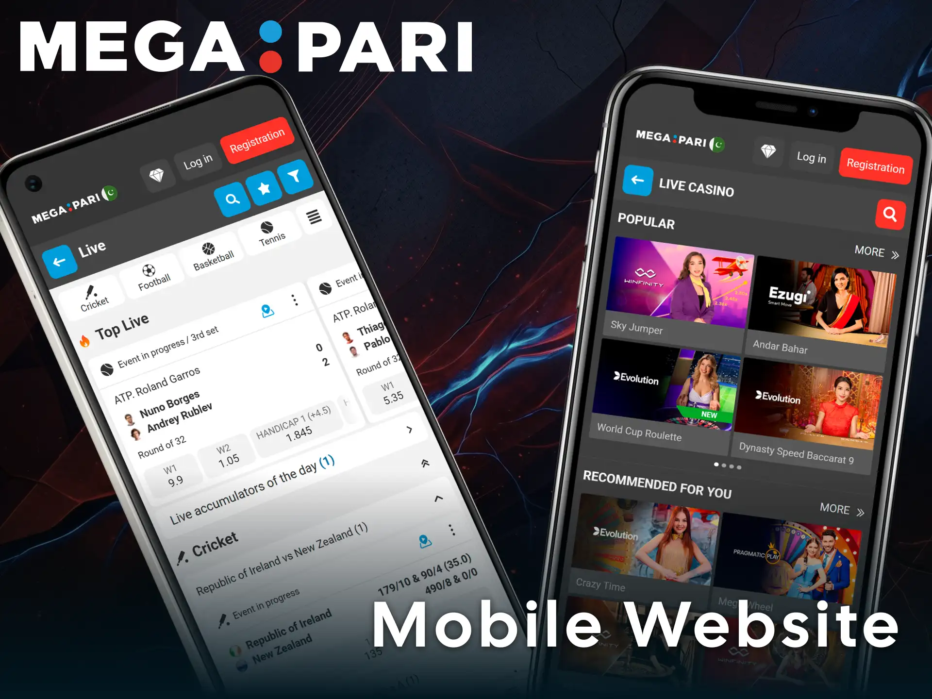 Use the convenient MegaPari mobile website version for seamless betting.