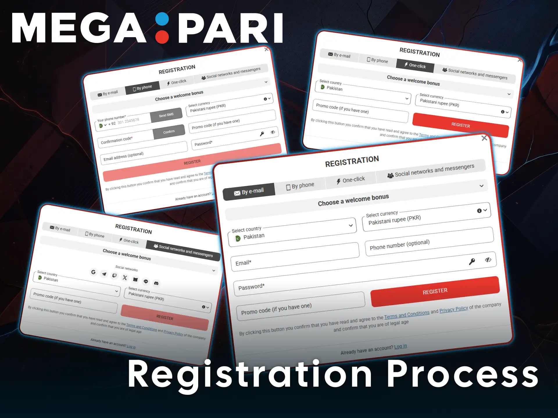 Register at MegaPari to start placing bets on your favorite sports.