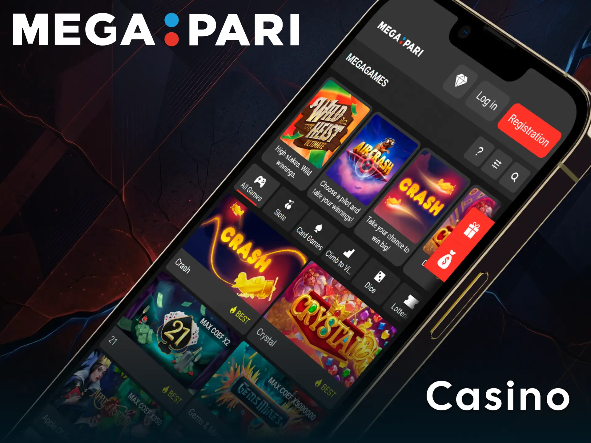Play thrilling slot games using the high-performance MegaPari casino app.