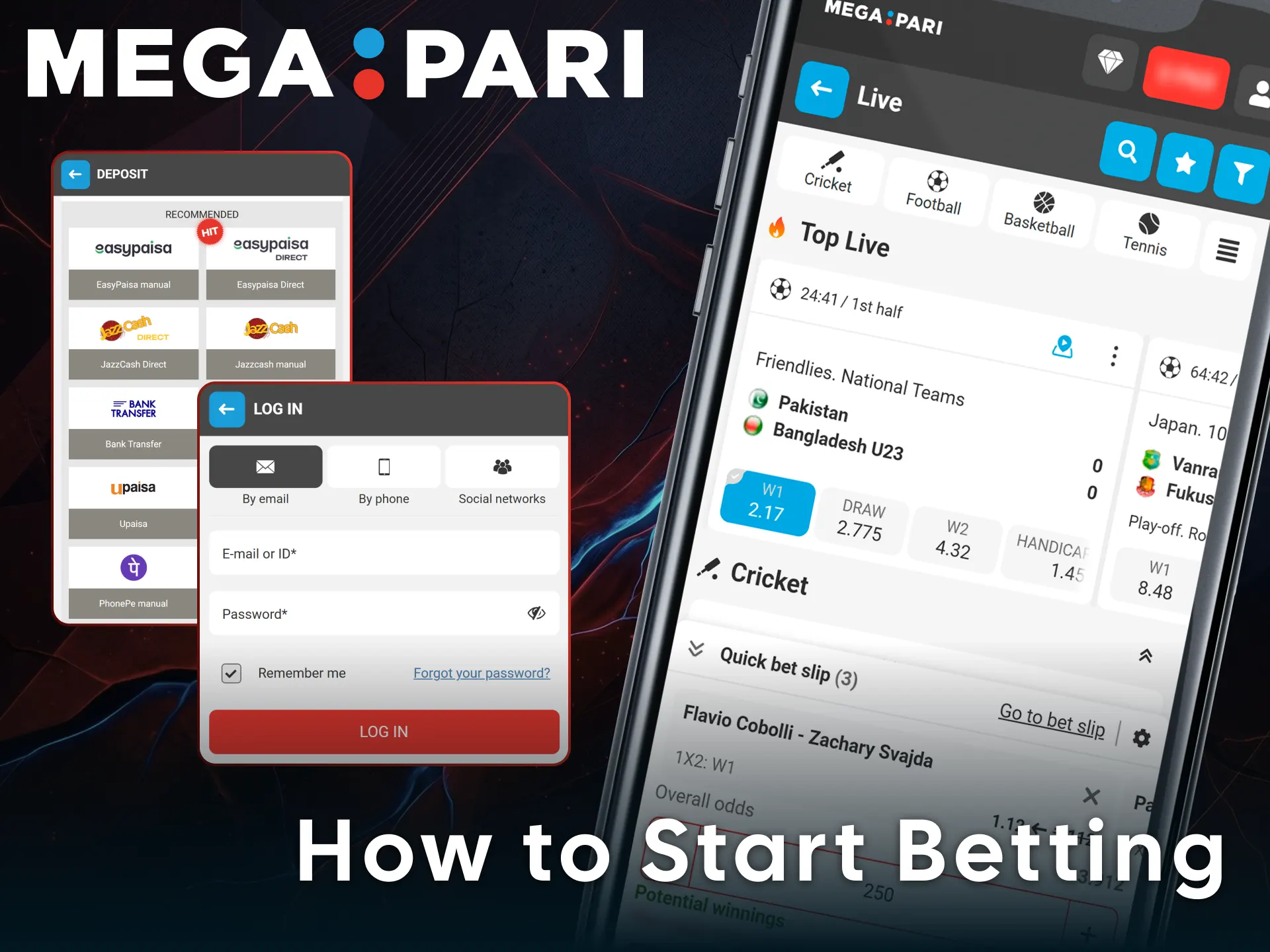 Follow easy steps to start betting in the MegaPari app today.